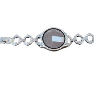 Joyozy Fashion Watch Bands Silver toned encrusted with Rhinestone Accents